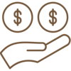 Icon Hand mit Geldmünzen